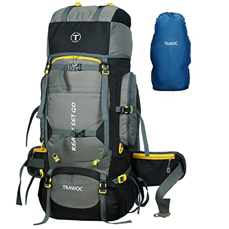 GRABMOUNT Hiking Bag 65 litres Rucksack Travel Backpack for Adventure  Camping Trekking Bag with Rain cover & Shoes Compartment - GREY Rucksack -  65 L Black - Price in India | Flipkart.com