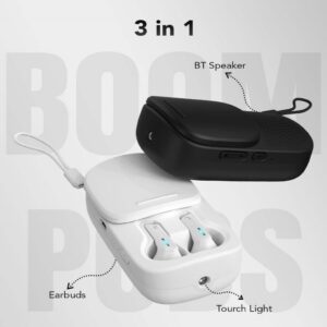 2 in 1 Bluetooth Speaker and Earbuds: Volume Control, Tourch/Flash Light, Portable Speaker, Built in Mic, ENC Stereo Cal