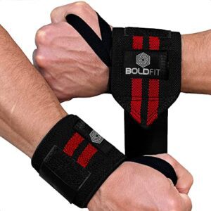 Boldfit Cotton Wrist Band for Men & Women, Wrist Supporter for Gym Wrist Wrap/Straps Gym Accessories for Men for Hand Grip & Wrist Support While Workout & muscle relaxation (Red - Black)