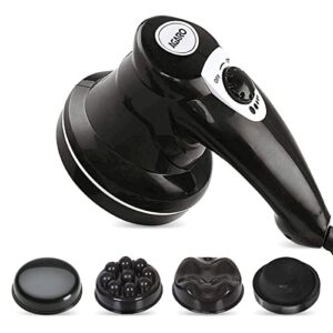 AGARO Atom Electric Handheld Full Body Massager with 3 Massage Heads & Variable Speed Settings for Pain Relief and Relaxation, Back, Leg & Foot, Black