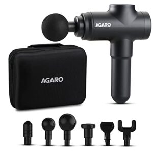 AGARO Strike Handheld Percussion Massage Gun, Rechargeable, 6 Interchangeable Massage Heads, 20 Speed Settings, With Carry Case, For Deep Tissue Massage, Body Relaxation, Pain Relief (Black)