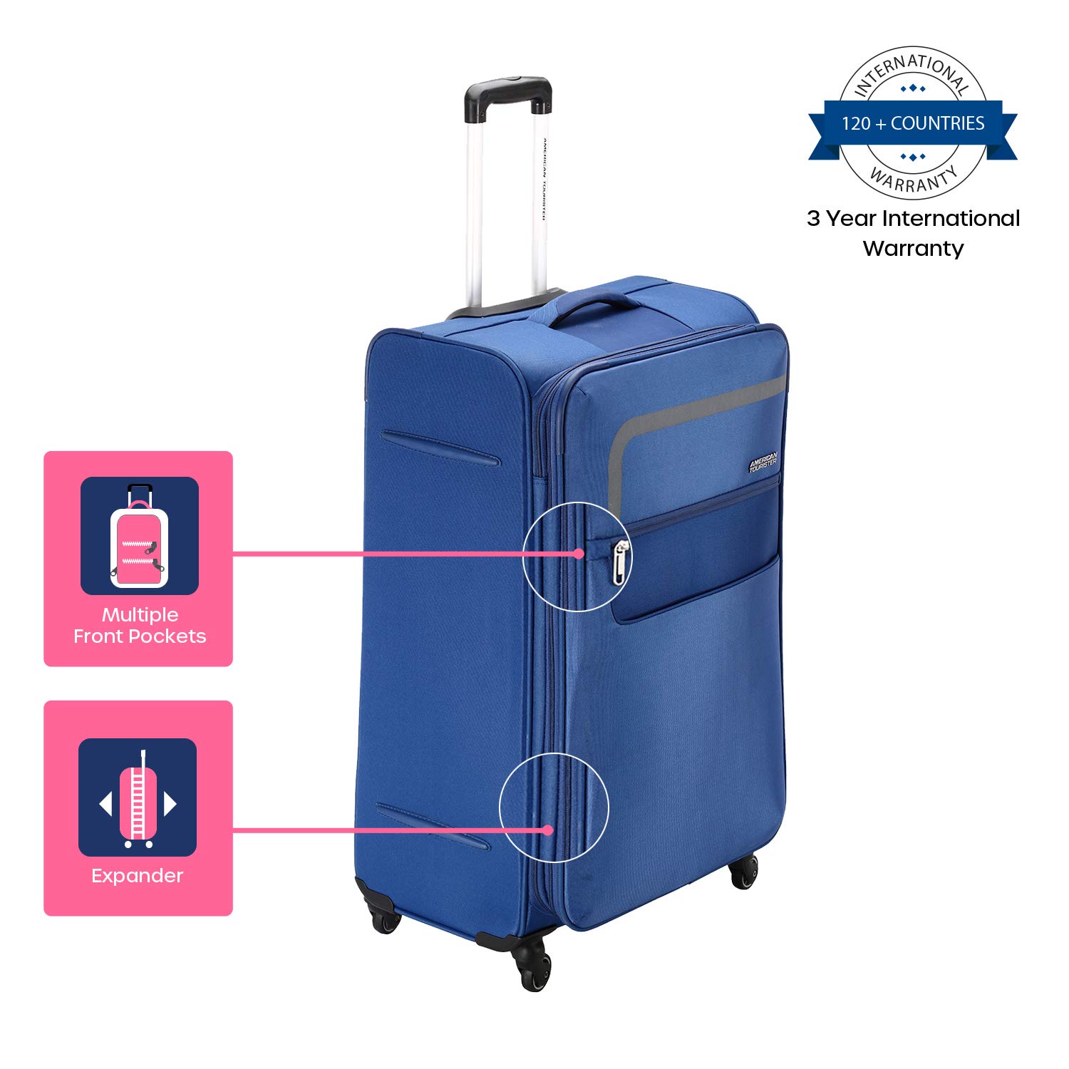 American Geneva Spinner Polyester 79 Cm Large Check-in Soft Luggage - QualiCorp Gifts Services