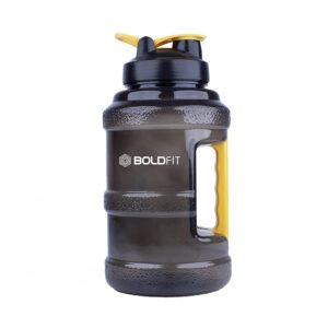 Boldfit Gallon Water Bottle 2.5 Litre for Gym & Sports, Gallon Bottles for Men & Women, Water Gallon 2.5 Litre Gym Water Bottle for Men, Women, Boys & Girls Gym Bottle (Plastic, Black Yellow)