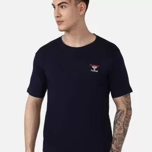 Hummel Champ Men Cotton T-Shirt Navy blue for corporate gifting in bangalore with affordable price and best quantity.
