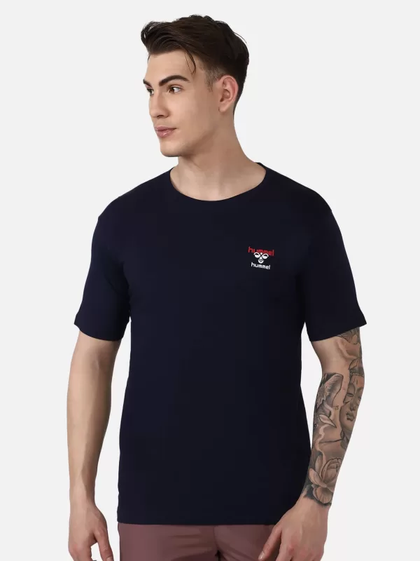 Hummel Champ Men Cotton T-Shirt Navy blue for corporate gifting in bangalore with affordable price and best quantity.