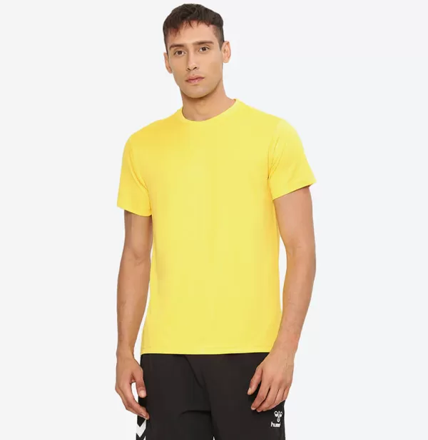 Hummel Budoc Men Polyester Sports Yellow T-Shirt for corporate gifting in bangalore with affordable price and best quality.