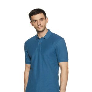 MARKS & SPENCERS POLO NECK T-SHIRT BLUE (Teal)- cotton plain for corporate gifting in bangalore with affordable price and best quality.