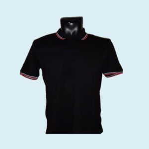 ARROW POLO T-SHIRT BLACK WITH WHITE AND RED TIPPINGS COLOR for corporate gifting in bangalore with affordable price and best quality.