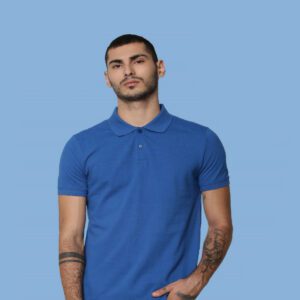 JACK & JONES SOLID POLO NECK T-SHIRT electric blue color for corporate gifting in bangalore with affordable price and best quality.