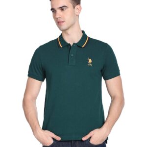 US POLO ASSN Men Cotton Polo Shirt solid green for corporate gifting in bangalore with affordable price and best price.