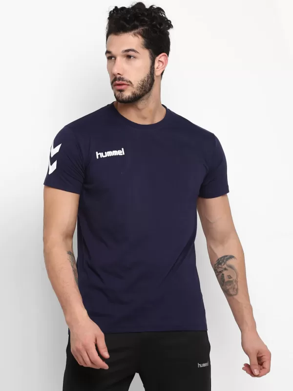 Hummel Go Men Cotton Blue T-Shirt for corporate gifting in bangalore with affordable price and best quality.