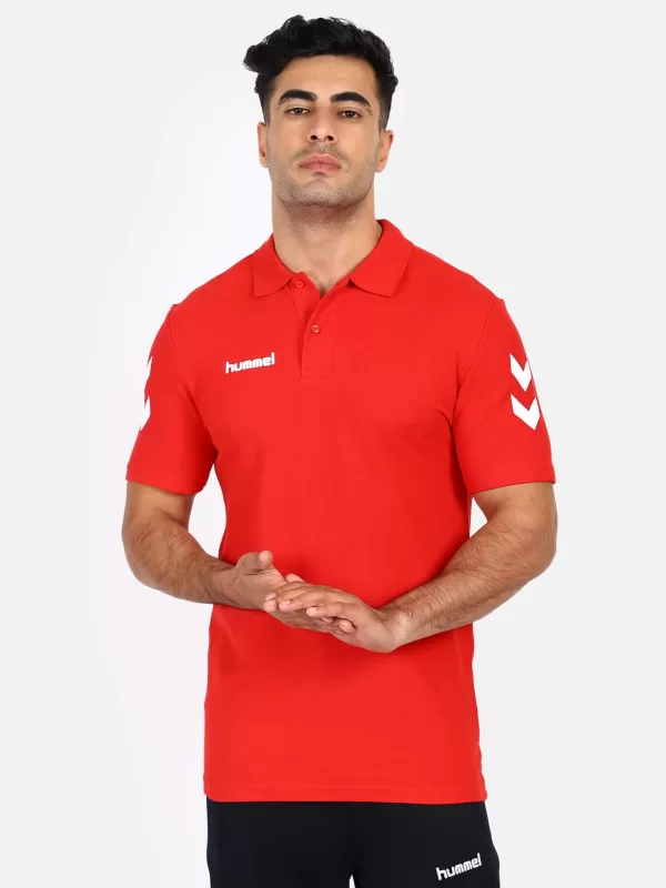 Hummel Go Men Cotton Red Polo T-Shirt for corporate gifting in bangalore with affordable price and quality.