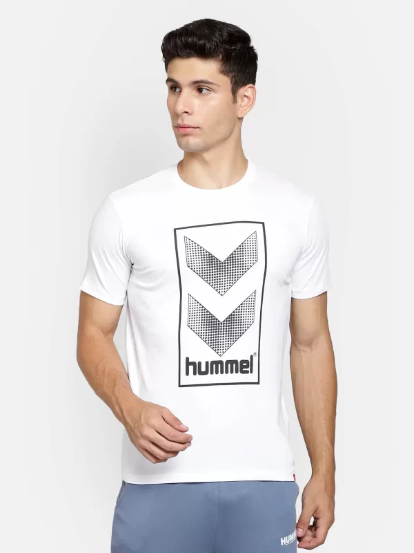 Hummel Sudo Men Cotton White T-Shirt for corporate gifting in bangalore with affordable price and best quality.