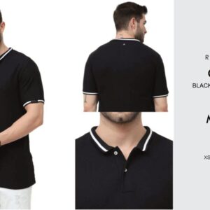 Rare Rabbit Collar Tshirt Black with white tipping regular fit unisex TEE for corporate gifting in bangalore