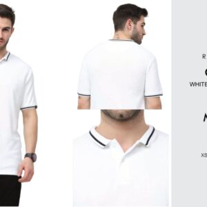 Rare Rabbit Collar Tshirt white with black tipping for corporate gifting in bangalore with affordable price.
