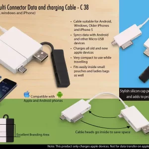 Buy the best quality Power plus Boxed- Multi connector Data and charging cable C38 online in india at affordable price and with customization.