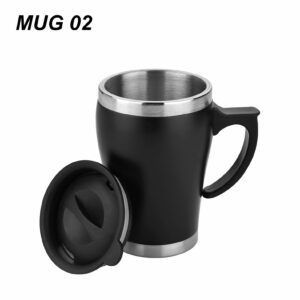 Steel Coffee Mug with Handle & Lid: 350 ml MUG 02