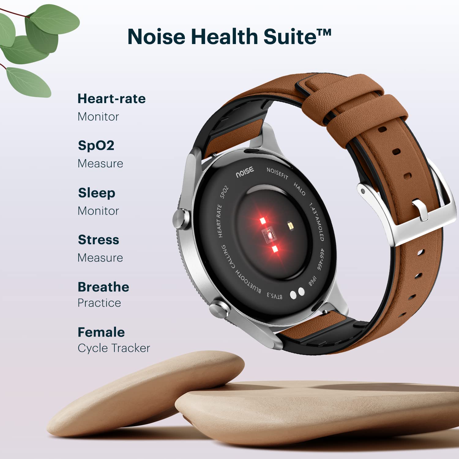 NoiseFit Halo 1.43 AMOLED Display, Bluetooth Calling Round Dial Smart Watch,  Premium Metallic Build, Always on Display, Smart Gesture Control, 100  Sports Modes (Vintage Brown) - QualiCorp Gifts Services