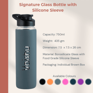 Qualicorp SignatureBottle - Borosilicate Bottle with Silicone Sleeve and Sipper lid 750ml