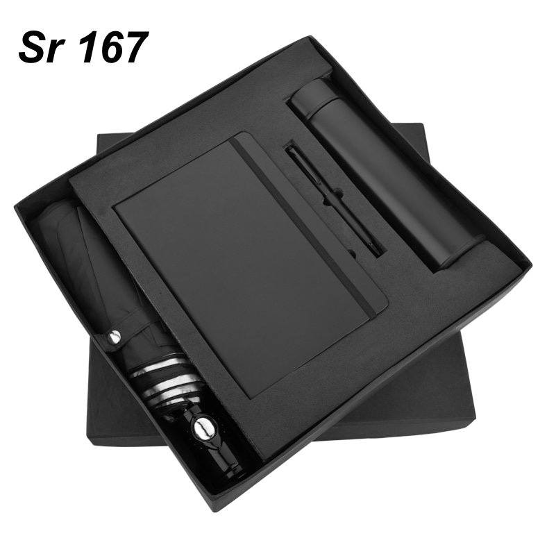 Qualicorp Umbrella + Diary + Pen + Temperature Bottle Black Thunder Sr 167 gift set for corporate employees