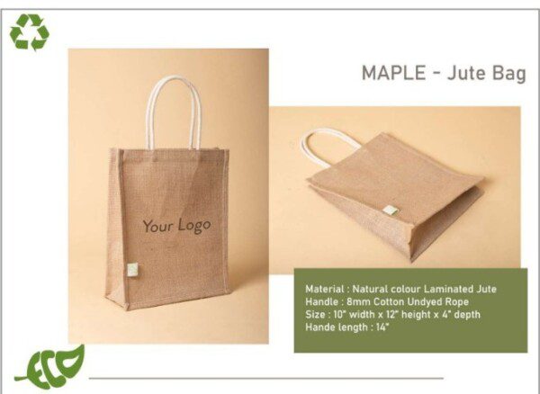 Buy the best quality Oblique Maple Jute Bag online in india at affordable price and wide range of color along with customization, logo and branding.