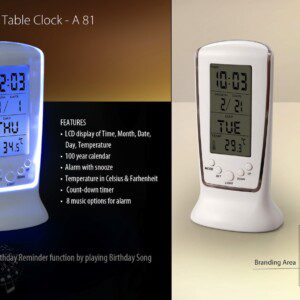 Backlit table clock