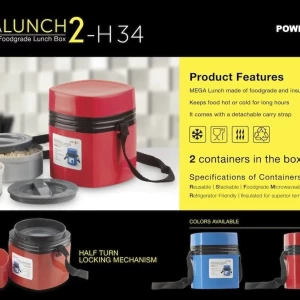 Powerplus Mega Lunch Box (Microwaveable)- 2 Box