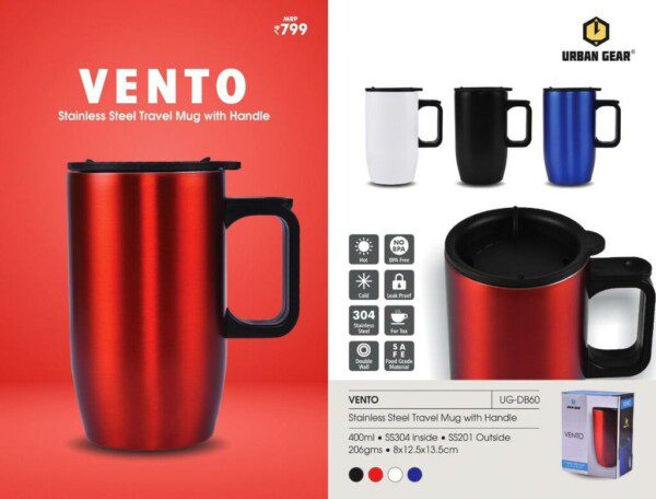Stainless Steel Travel Mug With Handle - VENTO