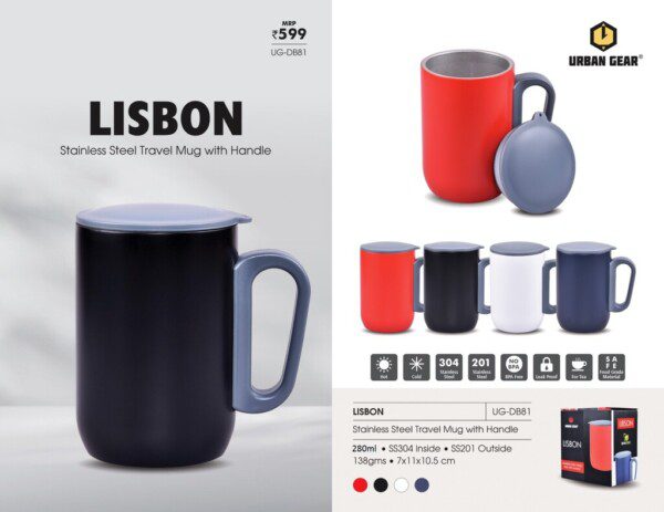 LISBON Stainless Steel Travel Mug With Handle