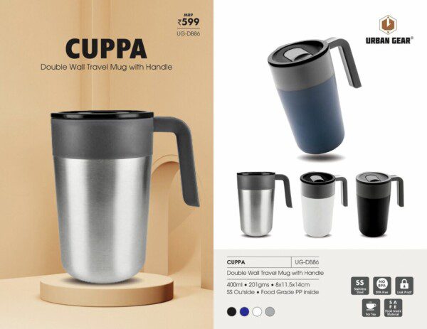 CUPPA Double Wall Travel Mug With Handle