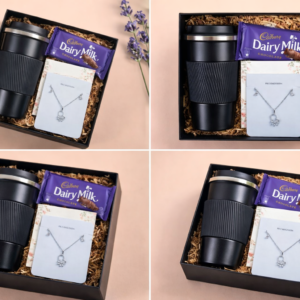 elegant necklace set and coffee tumbler