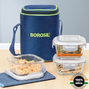 BOROSIL MICROWABLE GLASS LUNCH BOX | 3pcs