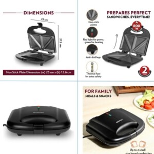 BOROSIL ELITE 800 WATT SANDWICH MAKER