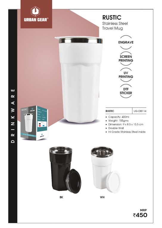 UG RUSTIC 400ml Elite Steel Travel Mug