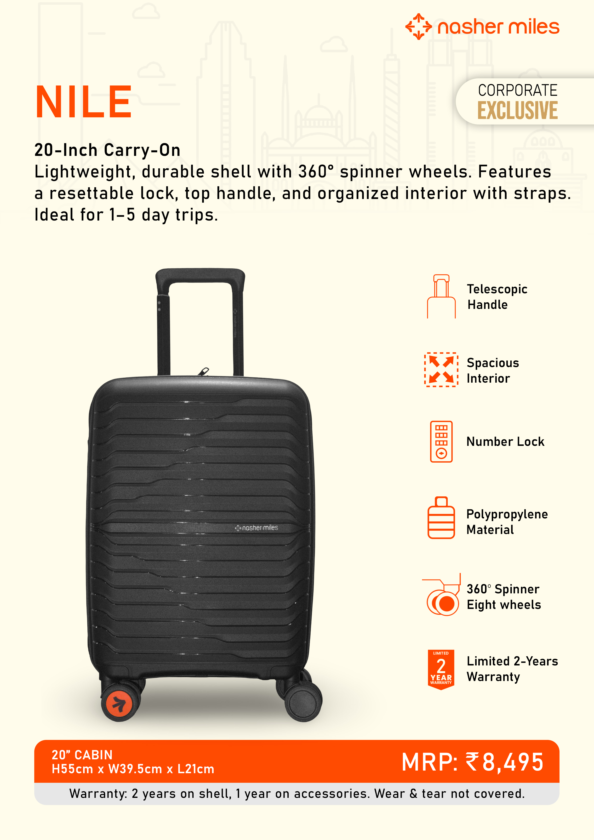 Nasher Miles bold 20-Inch Cabin Trolley
