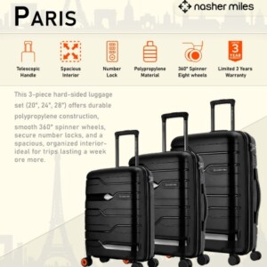 NasherMiles Paris 3Pcs bold Luggage Set