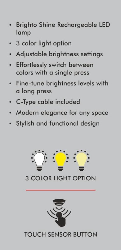 Brighto Shine Rechargable LED Lamp E356