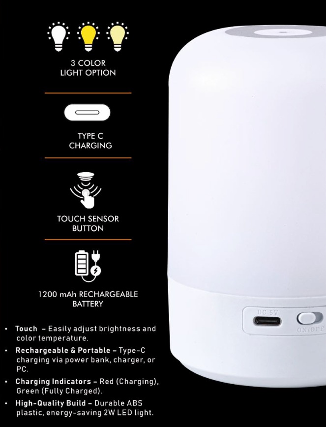 Gleam Soft Touch Rechargeable Lamp E405